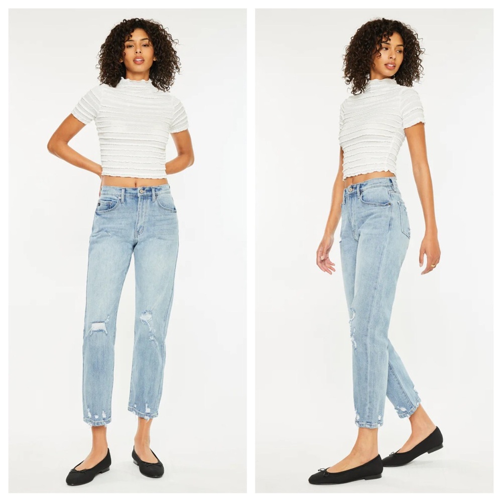 KanCan Sky Blue Distressed Boyfriend Jeans